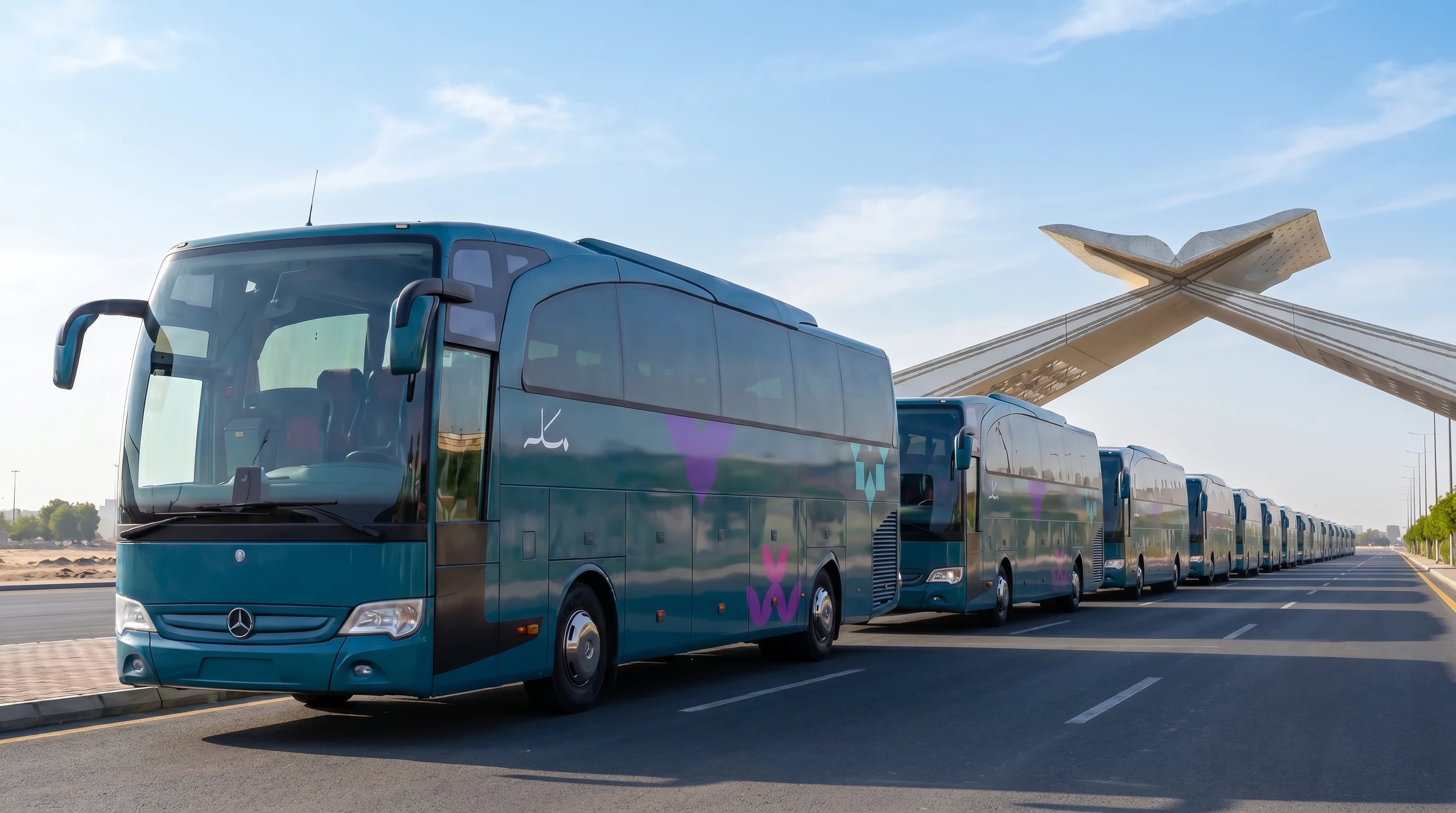 Masar Destination coach livery, dawn key-art